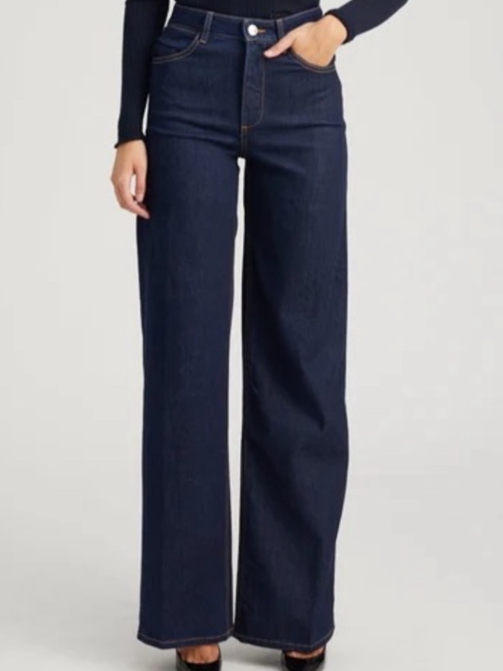 SPRWMN Los Angeles dark blue loose straight wide leg jeans Womens 26 made in USA